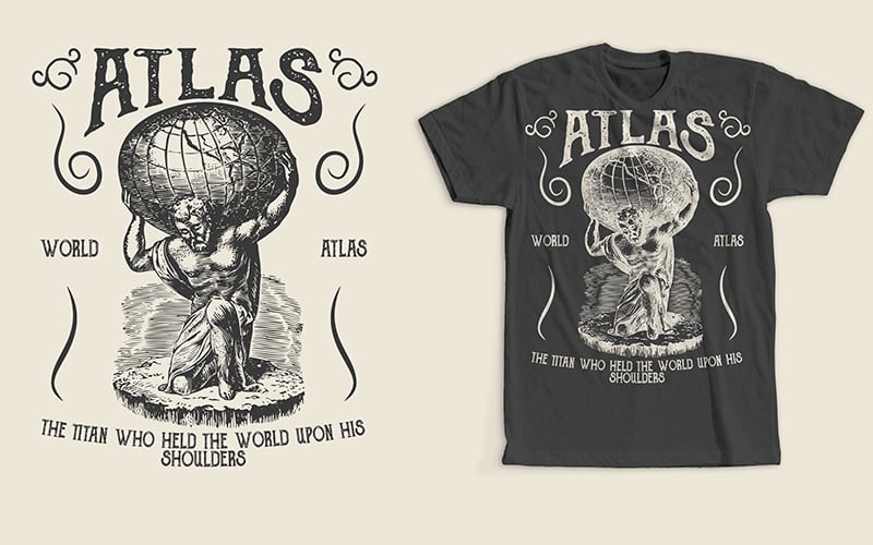 Atlas Retro Vintage Design - T-shirt Design