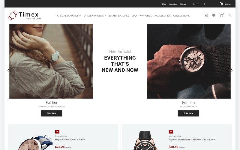 Timex - Uhren Store Vorlage PrestaShop Theme