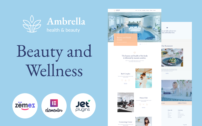 Ambrella - Tema WordPress de modelo de site de beleza e bem-estar