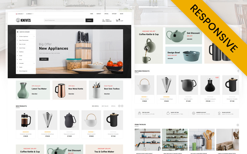 Couteaux - Magasin d'appareils de cuisine Modèle réactif OpenCart