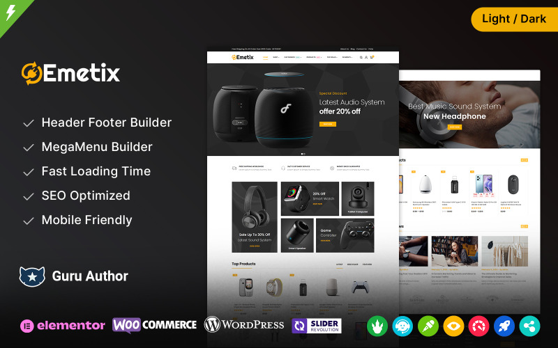 Emetix – магазин електроніки та цифрових гаджетів. Тема WooCommerce