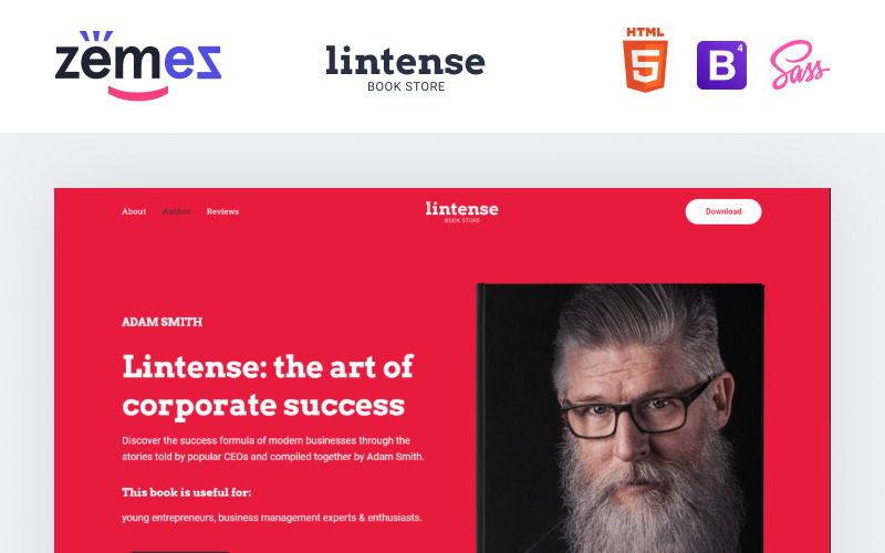 Lintense Book Store - HTML-шаблон целевой страницы Writer