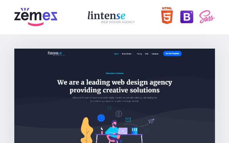Lintense公司-网页设计机构创意HTML登陆页模板
