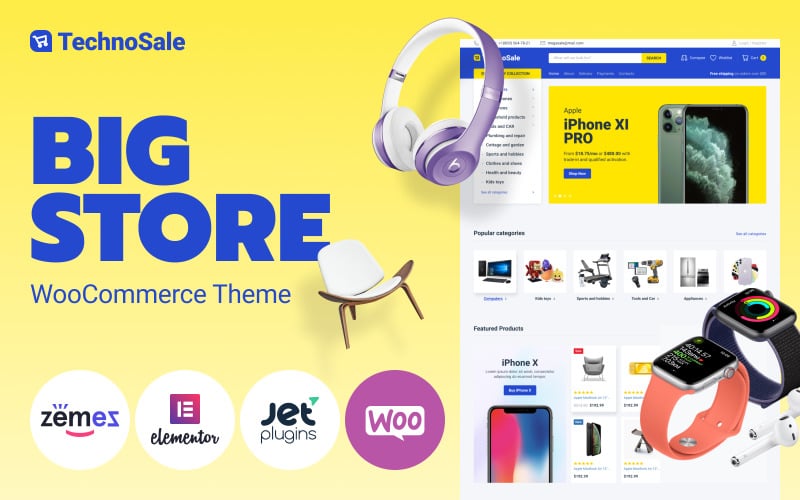 TechnoSale -现代WooCommerce主题，用于在线电子商务杂货店
