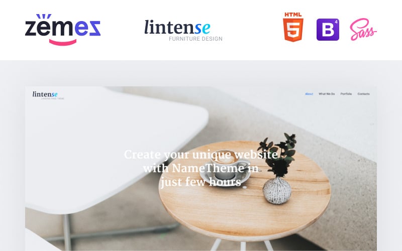 Lintense家具设计-内部干净的HTML目标页面模板