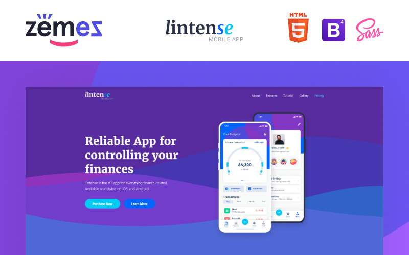 Lintense移动应用程序-创意HTML登陆页模板