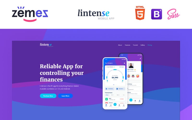 Lintense Mobil Uygulaması - Yazılım Yaratıcı HTML Açılış Sayfası Şablonu