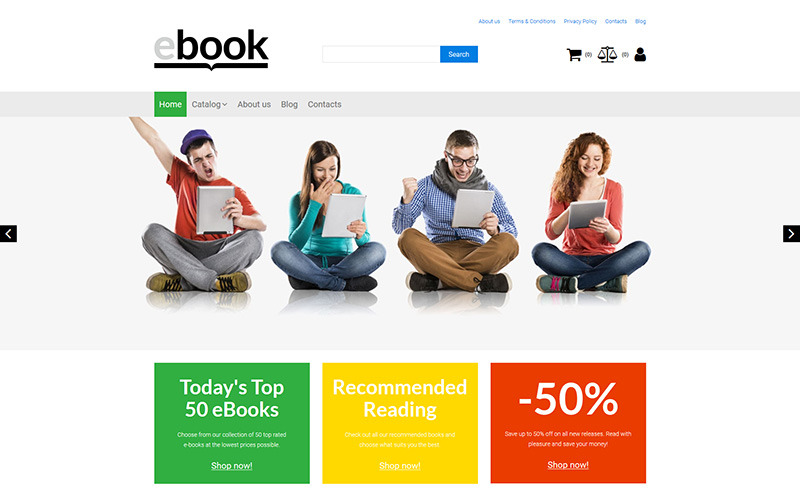 Ebook - modelo de comércio eletrônico do MotoCMS da livraria