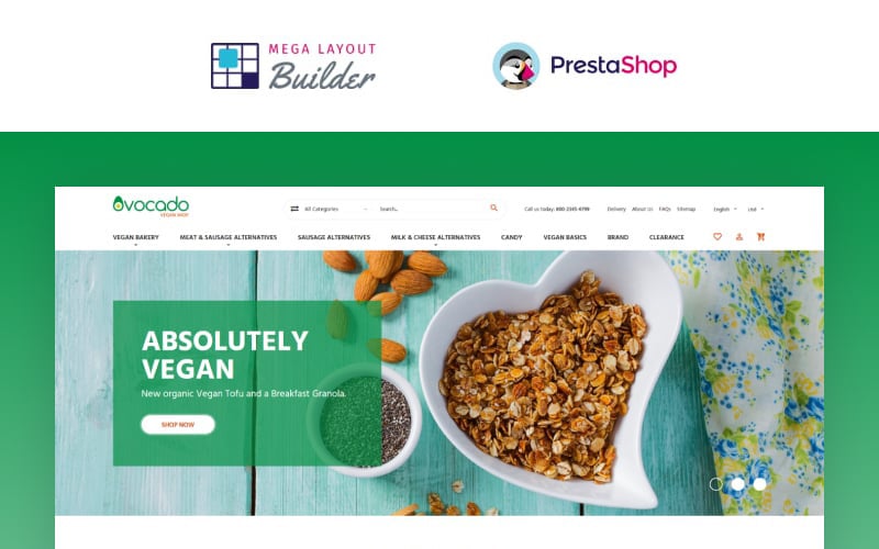 Avocado - Vegetarische winkel PrestaShop-thema