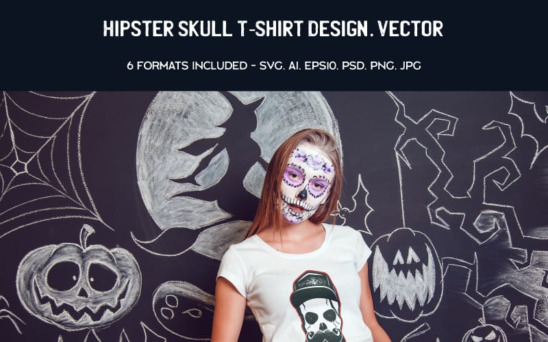 Conception de crâne de hipster. Vector SVG - conception de T-shirt