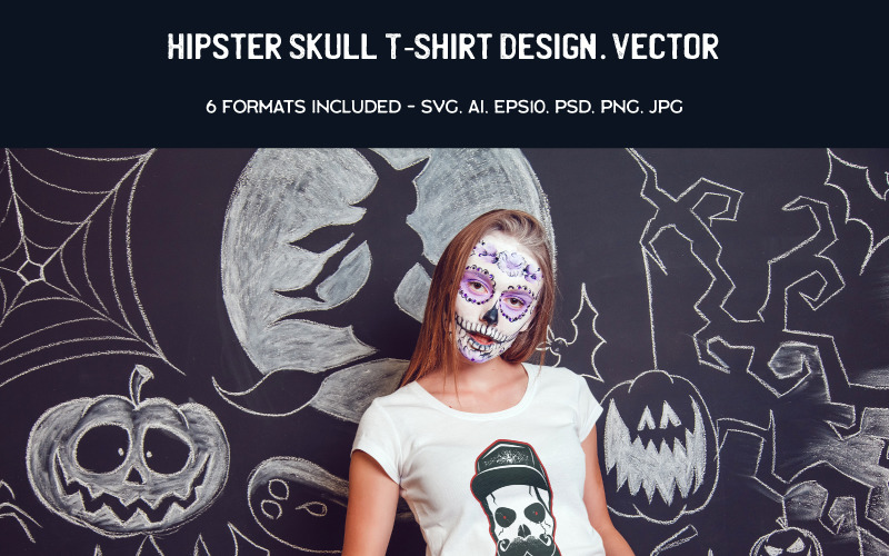 Hipster schedel ontwerp. Vector SVG - T-shirt ontwerpen