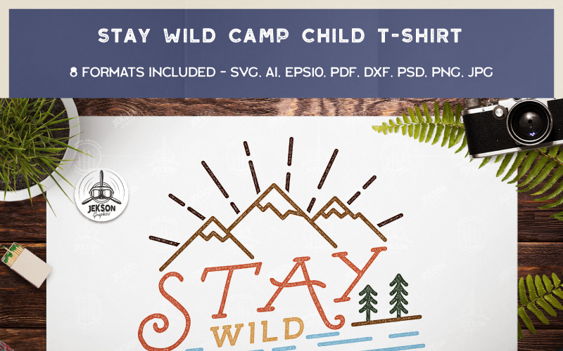 留在野外露营的孩子- t恤设计