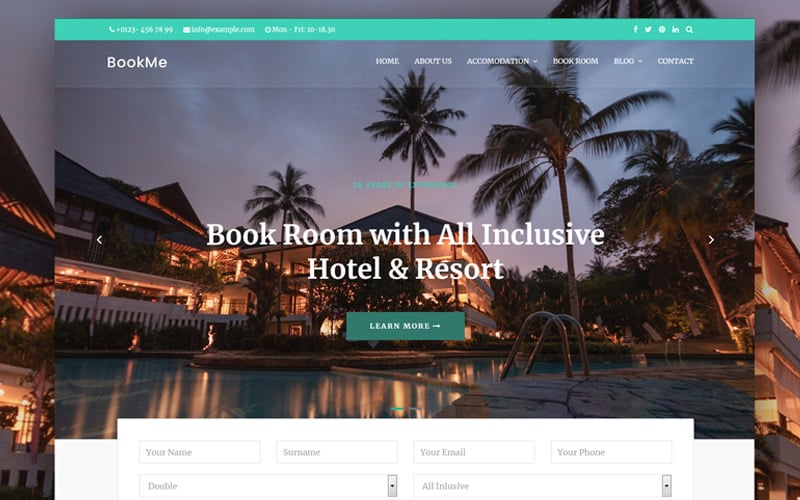 预订酒店别墅和旅游Joomla 5模板