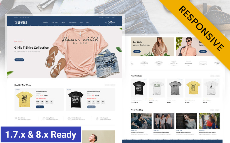 Upwear - Магазин футболок PrestaShop Адаптивная тема