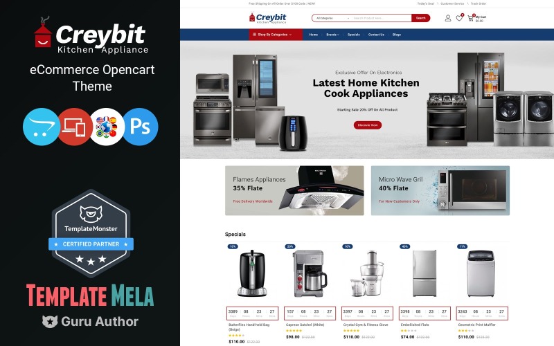 Creybit - Modelo OpenCart Eletrônico e Multiuso