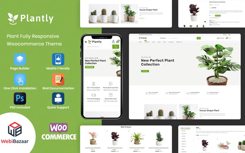 Plantly - тема WooCommerce для растений и питомников