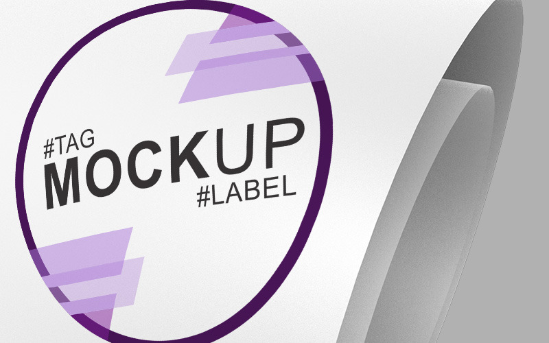 Logo or label on a curled paper product mockup