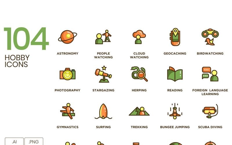 104 icone dell'hobby - Set di serie Eco