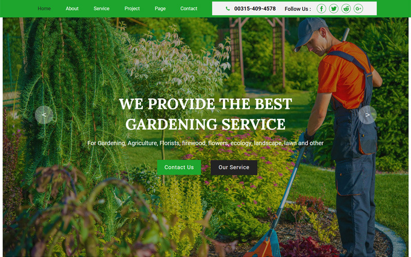 Greencare - Plantilla Muse para jardinería y paisajismo