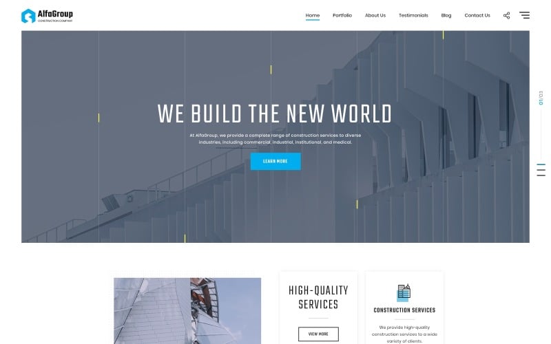 AlfaGroup - Landingpage-Vorlage für Bauunternehmen