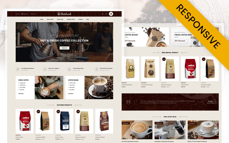 Hotdrink - Koffiewinkel OpenCart responsieve sjabloon
