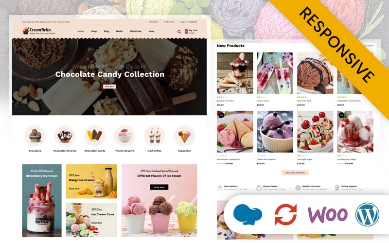 CreamBella IceCream Store WooCommerce Responsive Theme