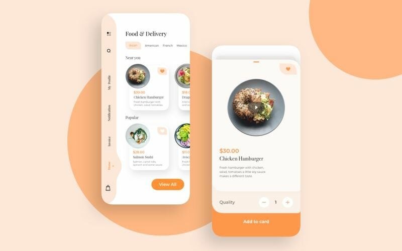 食物 And Delivery UI basic Sketch Template