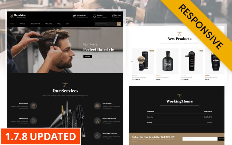 Menshine - Thème PrestaShop pour salon de coiffure