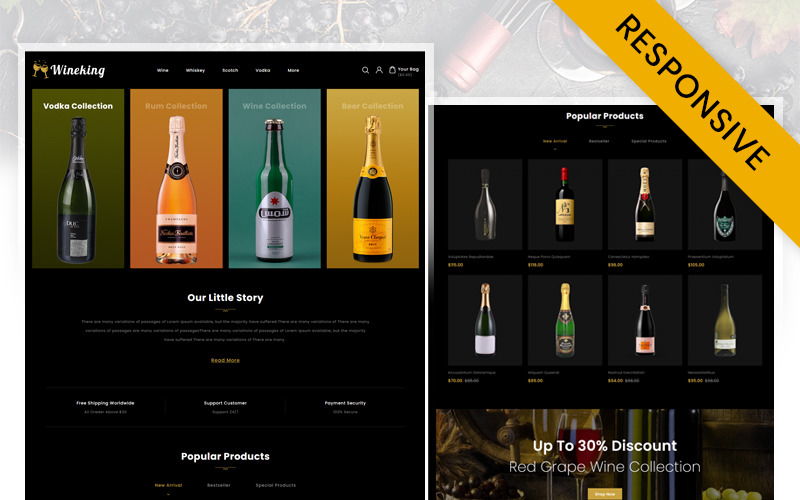 WineKing - OpenCart响应式葡萄酒商店模板