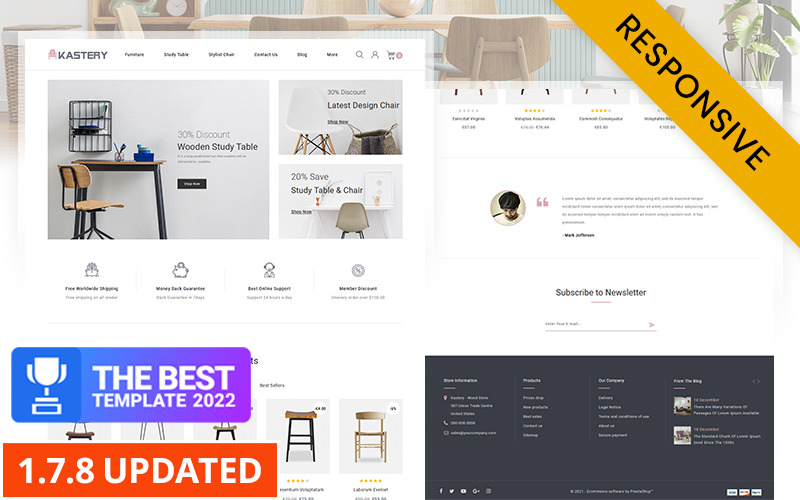 Kastery - Адаптивная тема PrestaShop для магазина древесины