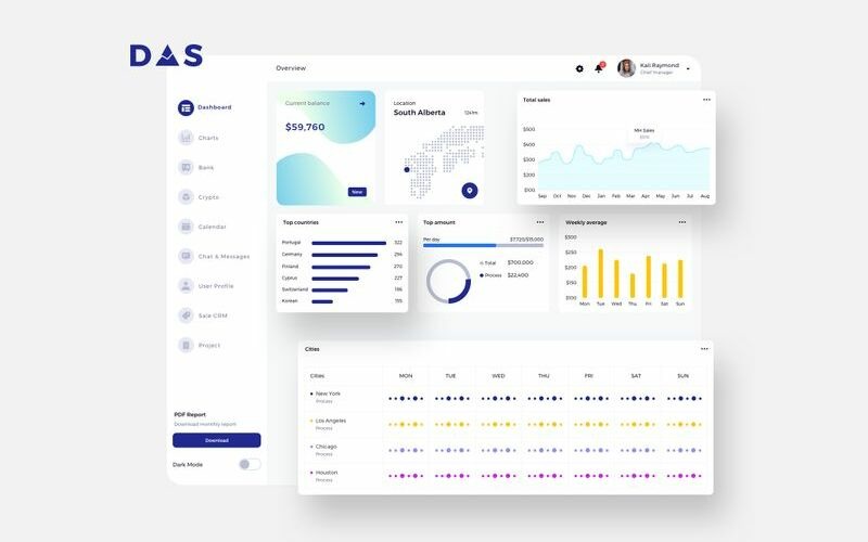 DAS Finance Dashboard Kullanıcı Arayüzü Açık Çizim Şablonu