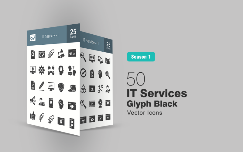 50 IT服务字形图标集
