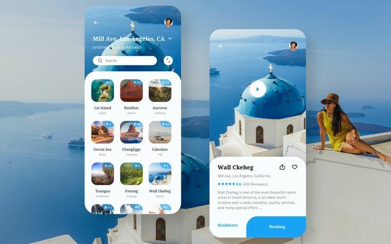 Modello di schizzo dell'interfaccia utente dell'app di viaggio