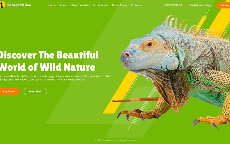 Bonobomb - modelo de site de zoológico totalmente animado