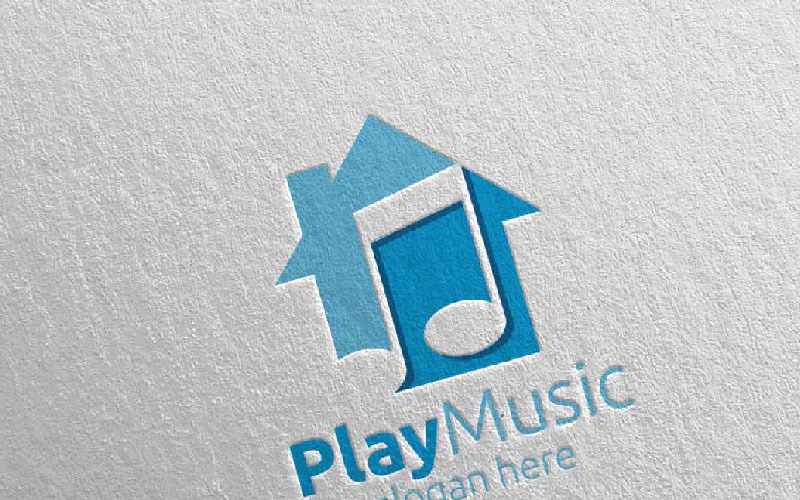 音乐与音符和房子概念33标志模板