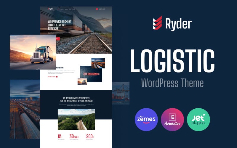 Ryder - Logistyczny projekt strony internetowej dla przenoszących się firm Motyw WordPress