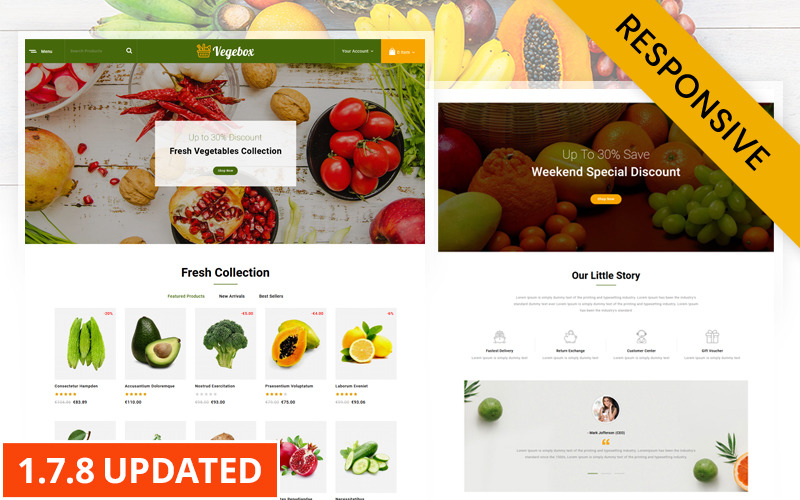 Vegebox - Tema da PrestaShop da loja de vegetais