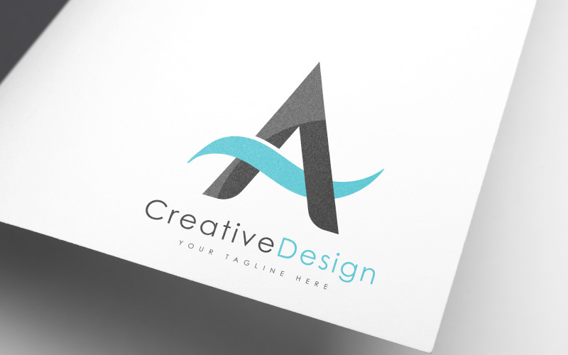 Creative Brand A Letter Blue Wave Logo Design