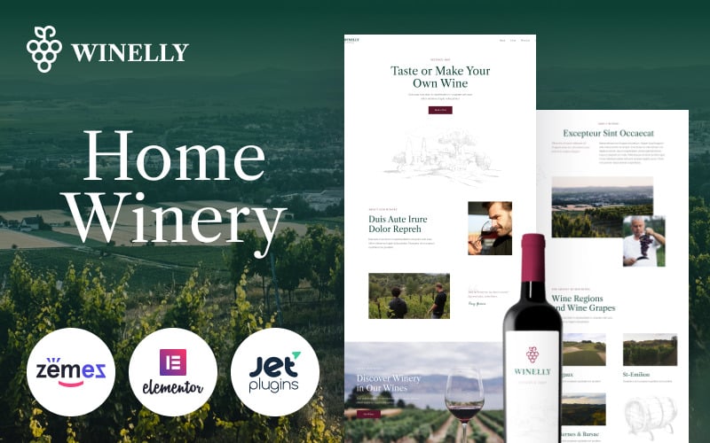 Winelly - Thème de dégustation de vin avec le thème WordPress Elementor
