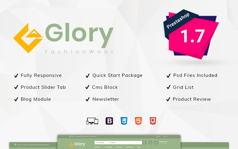 Glory Fashion Wear Тема PrestaShop