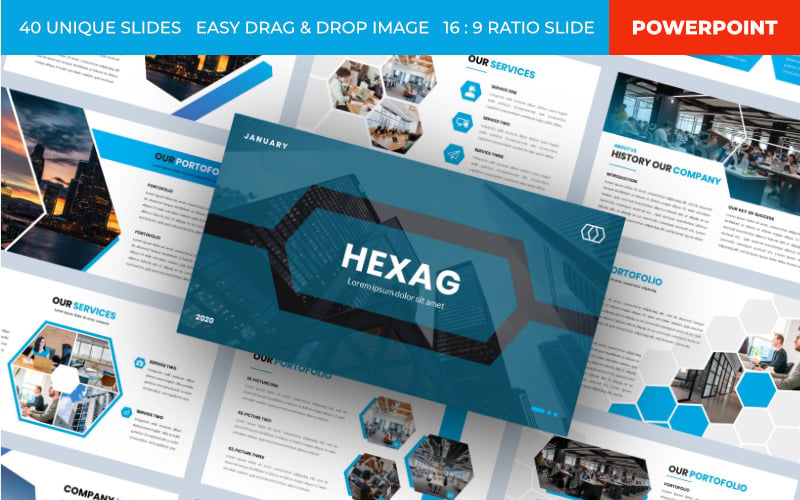 Hexag – Бизнес-шаблон PowerPoint