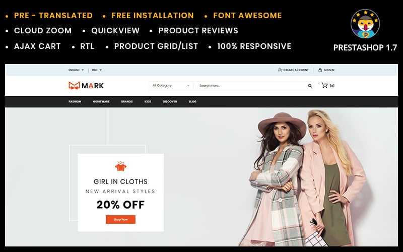 Mark Fashion and Shoes Store Tema de PrestaShop