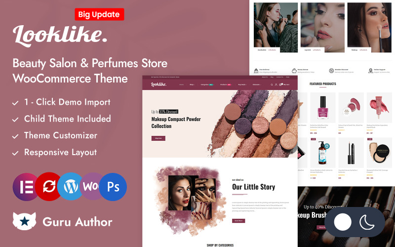 Looklike - Salon de beauté et magasin de parfums Thème réactif Elementor WooCommerce