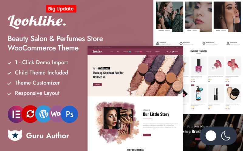 Looklike - Tema reattivo per salone di bellezza e negozio di profumi Elementor WooCommerce