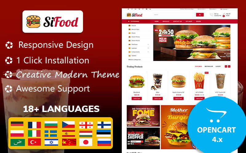 SiFood餐厅多用途响应主题OpenCart模板