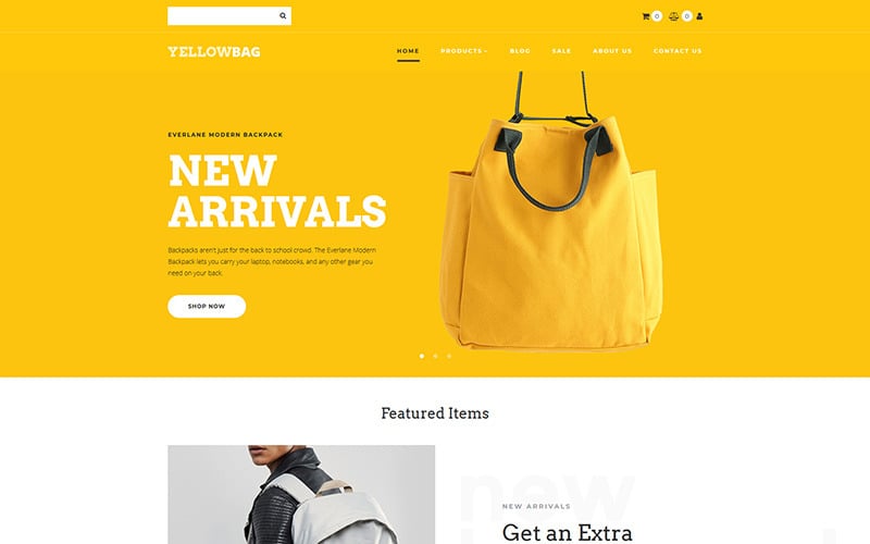 YellowBag -背包商店MotoCMS电子商务模板