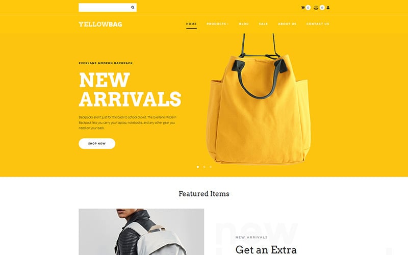 YellowBag - Rugzakken Store MotoCMS e-commercesjabloon