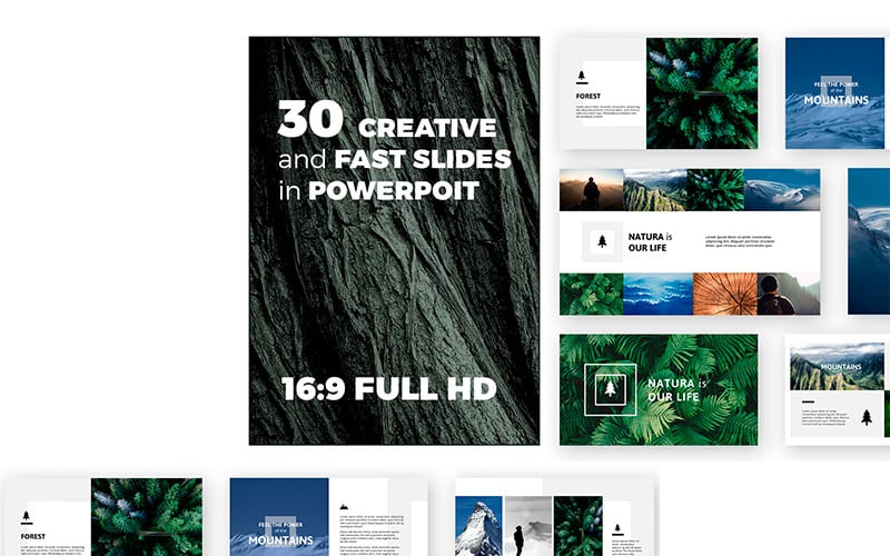 30张快速创意幻灯片的PowerPoint模板