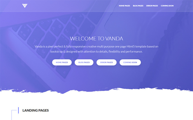 Vanda - Šablona vstupní stránky jedné a dalších stránek
