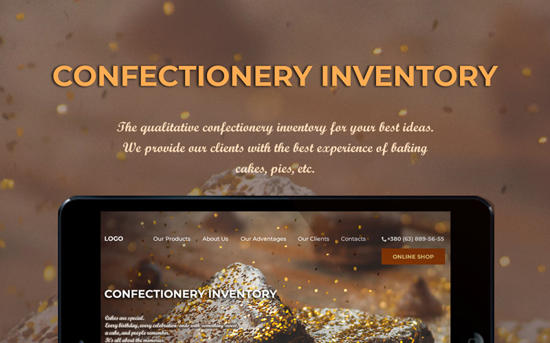Confectionery Inventory Online Store Landing PSD Template